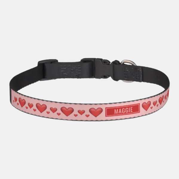 Red Hearts Personalizable Dog Collar
